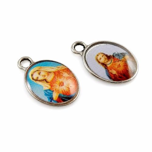 Colgantes de calcomanía de aleación de cinc, aleación de zinc, Óvalo, chapado, más colores para la opción, libre de níquel, plomo & cadmio, 12x10x2mm, agujero:aproximado 2mm, Vendido por UD