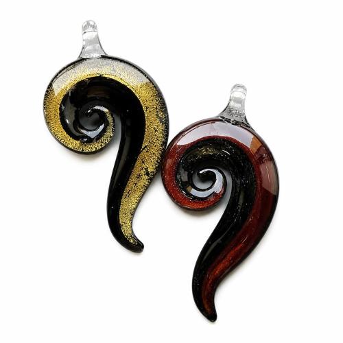 El Colgantes De Cristal Vidriado De Artesanía, Cristal de murano, Hélice, hecho a mano, más colores para la opción, 43.5x73mm, agujero:aproximado 5mm, Vendido por UD