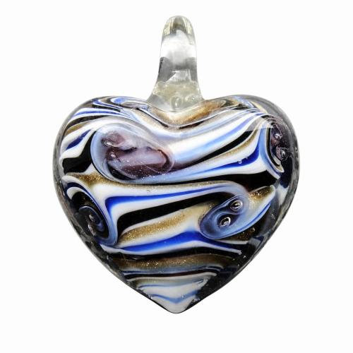 El Colgantes De Cristal Vidriado De Artesanía, Cristal de murano, Corazón, hecho a mano, arena dorada, más colores para la opción, 40.8x37mm, agujero:aproximado 8mm, Vendido por UD
