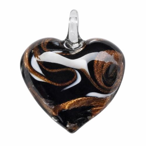 Lampwork Pendants, Heart, handmade, gold sand Approx 6mm 