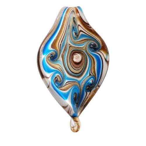 Lampwork Pendants, Leaf, handmade, gold sand Approx 9mm 