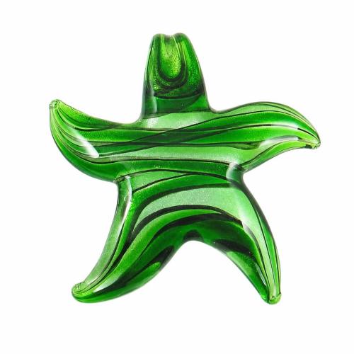 Lampwork Pendants, Starfish, handmade, silver foil 50mm Approx 9mm 