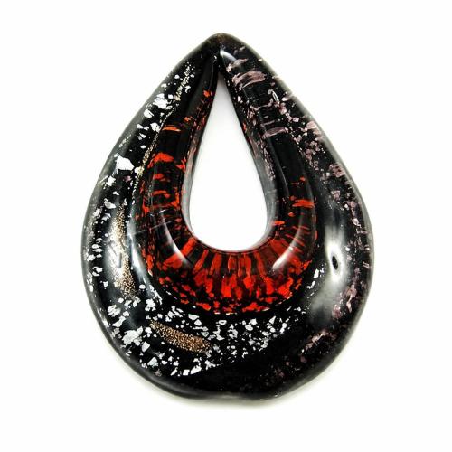 Lampwork Pendants, Teardrop, handmade, gold sand Approx 