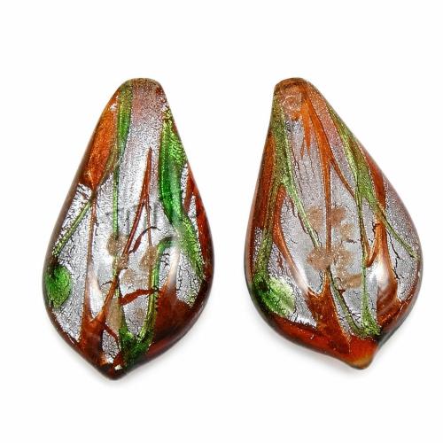 Pendentif Murano pour boucle d'oreille, chalumeau, larme, sable d'or & feuille d'argent, plus de couleurs à choisir Environ 4mm, Vendu par paire