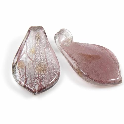 Pendentif Murano pour boucle d'oreille, chalumeau, larme, sable d'or & feuille d'argent, plus de couleurs à choisir Environ 3mm, Vendu par paire