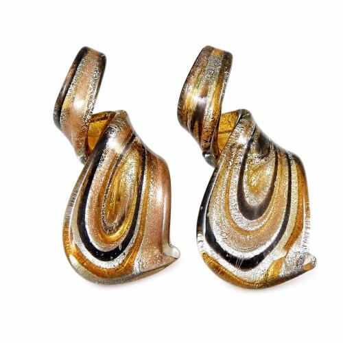 Pendentif Murano pour boucle d'oreille, chalumeau, feuille d'argent Environ Vendu par paire