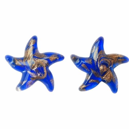 Pendentif Murano pour boucle d'oreille, chalumeau, étoile, sable d'or, plus de couleurs à choisir Environ 2mm, Vendu par paire