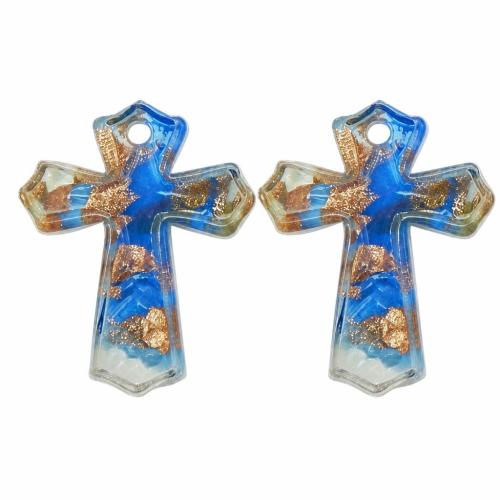 Pendentif Murano pour boucle d'oreille, chalumeau, croix, sable d'or, plus de couleurs à choisir Environ 2mm, Vendu par paire