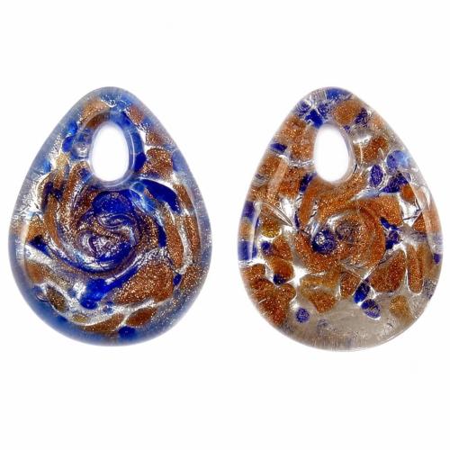 Pendentif Murano pour boucle d'oreille, chalumeau, larme, sable d'or et feuille d'argent, plus de couleurs à choisir Environ Vendu par paire