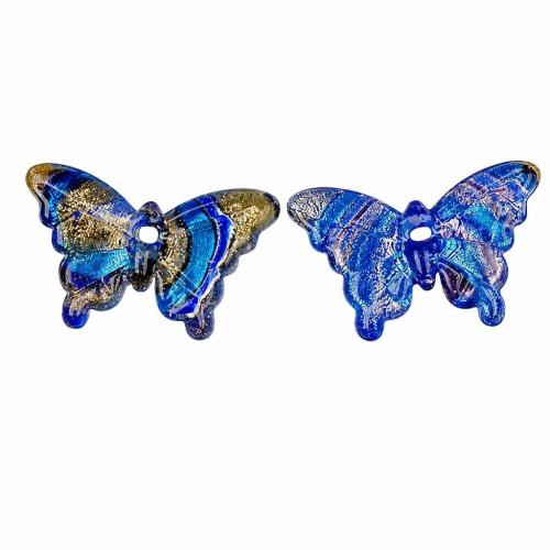 Pendentif Murano pour boucle d'oreille, chalumeau, papillon, feuille d'argent, plus de couleurs à choisir Vendu par paire