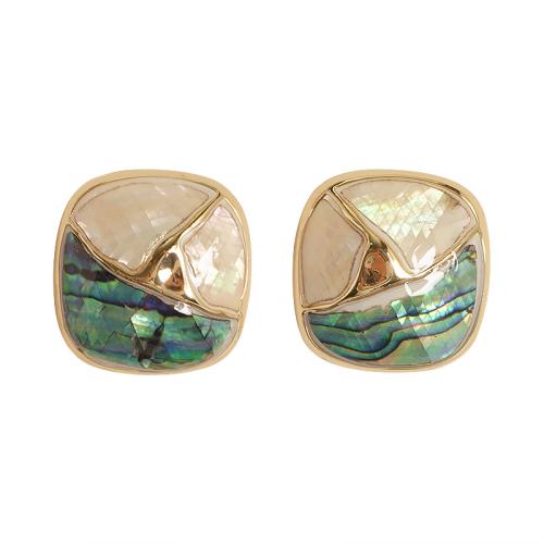 Abalone Shell Earring, Brass, with Shell, Square, plated, fashion jewelry & for woman & enamel 