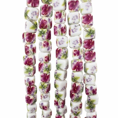 Flower Porcelain Beads, DIY & with flower pattern 8.4mm Approx 2.5mm 