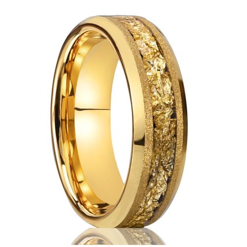 Tungsten Steel Finger Ring, gold color plated, sand blast & Unisex US Ring .5 