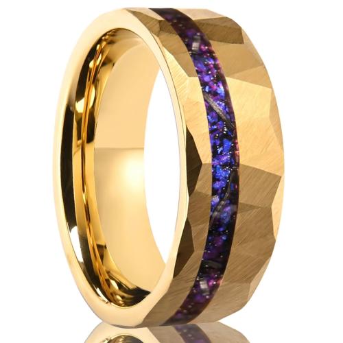 Tungsten Steel Finger Ring, gold color plated, Unisex US Ring .5 