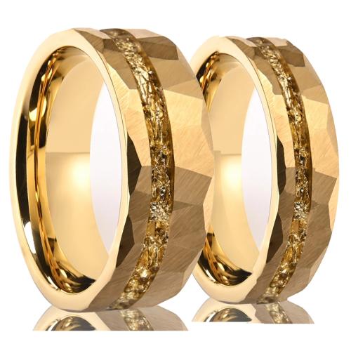 Tungsten Steel Finger Ring, with Gold Foil, gold color plated, Unisex  US Ring .5 