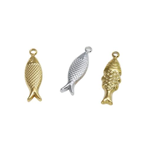 Stainless Steel Animal Pendants, 304 Stainless Steel, Fish, plated, DIY 