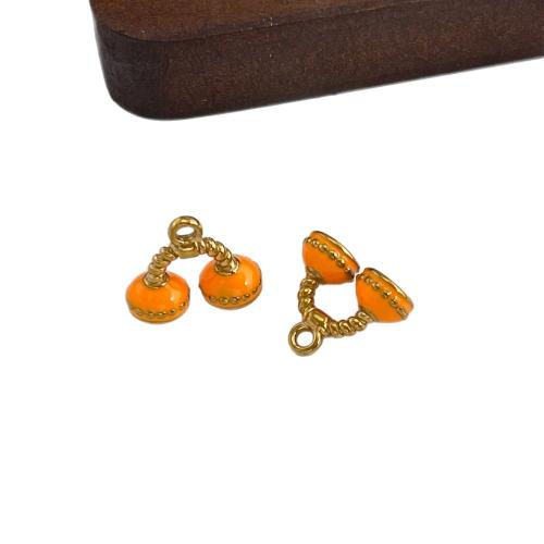 Stainless Steel Enamel Pendants, 304 Stainless Steel, Telephone, gold color plated, DIY 