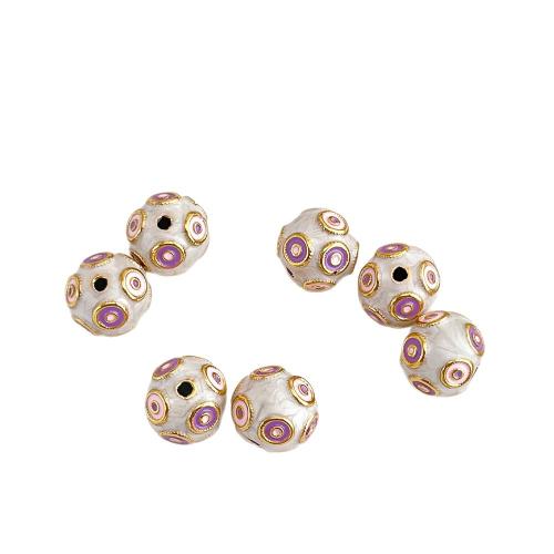 Stainless Steel Jewelry Beads, 304 Stainless Steel, Round, gold color plated, DIY & enamel 
