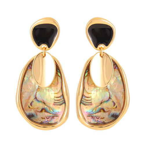 Abalone Shell Earring, Brass, with Abalone Shell, plated, fashion jewelry & for woman, mixed colors 