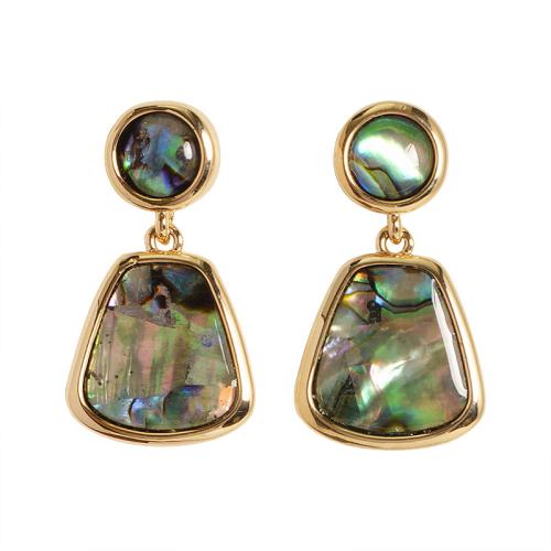 Abalone Shell Earring, Brass, with Abalone Shell, plated, fashion jewelry & for woman, mixed colors 