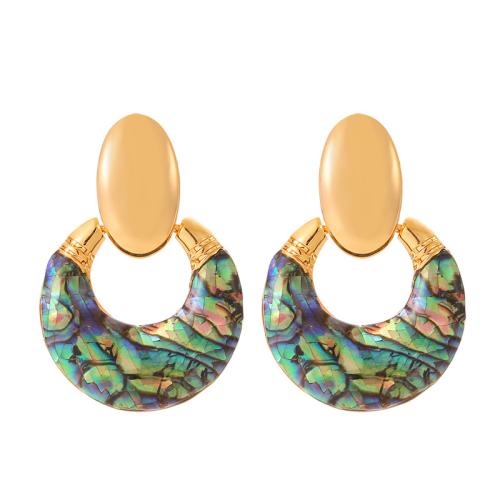 Abalone Shell Earring, Brass, with Abalone Shell, plated, fashion jewelry & for woman, mixed colors 
