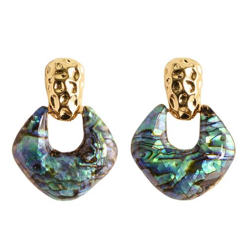 Abalone Shell Earring, Brass, with Abalone Shell, plated, fashion jewelry & for woman, mixed colors 