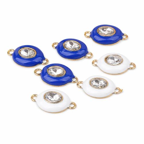 Enamel Zinc Alloy Connector, gold color plated, DIY & with rhinestone 