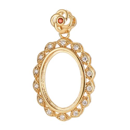 Brass Pendant Open Back Setting, plated, DIY & with rhinestone 