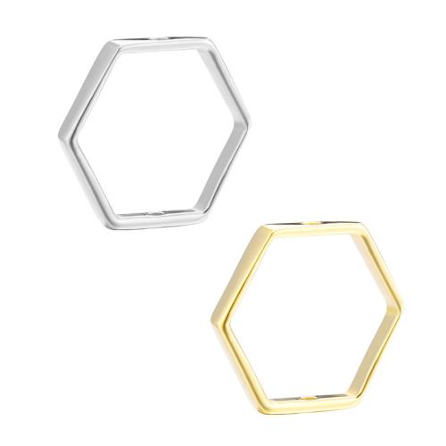 Brass Frame Beads, Hexagon, plated, DIY 