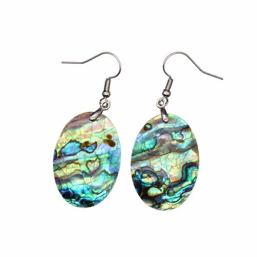 Shell Drop Earring, Flat Oval, polished, fashion jewelry & for woman 