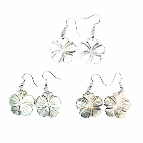 Shell Drop Earring, Flower, polished, fashion jewelry & for woman 