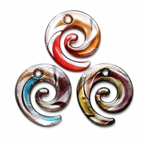 Moulage de Murano pendentifs, chalumeau, hélice, technologie, sable d'or & feuille d'argent, plus de couleurs à choisir Environ 5mm, Vendu par PC[