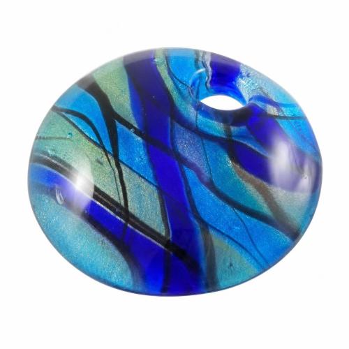 Moulage de Murano pendentifs, chalumeau, Plat rond, technologie, strie, plus de couleurs à choisir Environ 9mm, Vendu par PC
