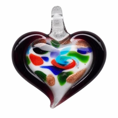 Lampwork Pendants, Heart, handmade, gold sand Approx 6.5mm 