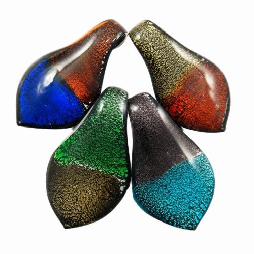 Lampwork Pendants, Leaf, handmade, silver foil Approx 7mm 