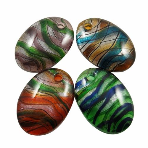 Moulding Lampwork Pendants, Oval, silver foil Approx 6mm 