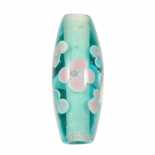 Raffinée de bijoux en perles, chalumeau, ovale, avec le motif de fleurs Environ 2.5mm, Vendu par PC[