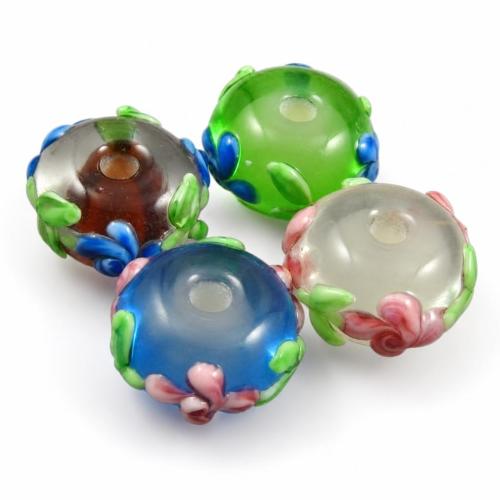Raffinée de bijoux en perles, chalumeau, rondelle, avec le motif de fleurs, plus de couleurs à choisir Environ 2mm, Vendu par PC[
