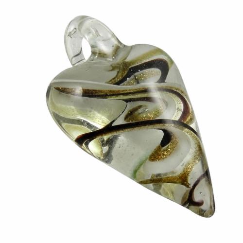 Lampwork Pendants, Heart, handmade, gold sand Approx 7mm 