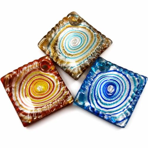 Moulage de Murano pendentifs, chalumeau, losange, technologie, feuille d'argent, plus de couleurs à choisir Environ 4mm, Vendu par PC