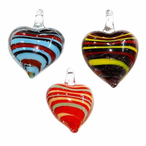 Lampwork Pendants, Heart, handmade Approx 3mm 