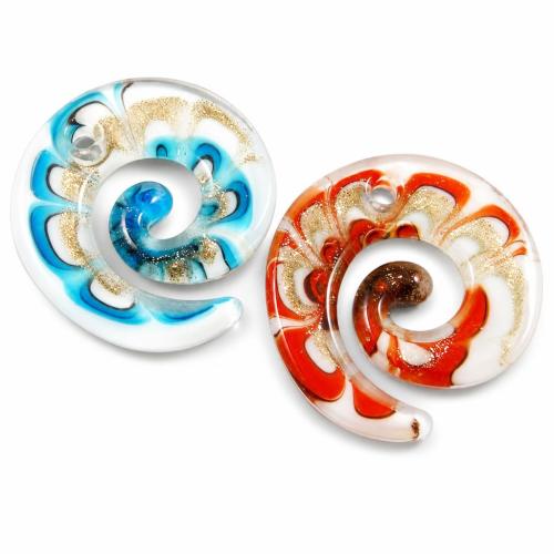Moulage de Murano pendentifs, chalumeau, hélice, technologie, sable d'or, plus de couleurs à choisir Environ 5mm, Vendu par PC