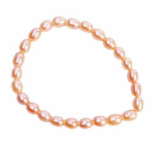 Cultured Freshwater Pearl Bracelets, fashion jewelry & for woman, pink, 5-6mm Approx 6.3 Inch 