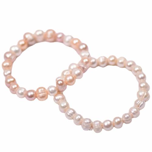 Cultured Freshwater Pearl Bracelets, Slightly Round, for woman Approx 18 cm 