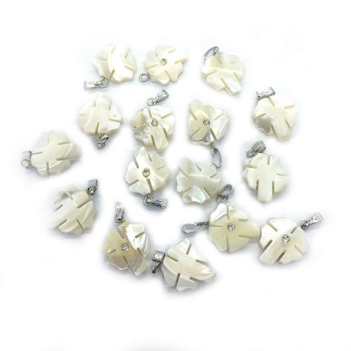 Natural Freshwater Shell Pendants, Trochus Shell, Leaf, DIY & with rhinestone 
