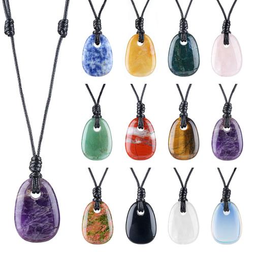 Gemstone Necklace, with Wax Cord, Trapezium, polished & Unisex Approx 38-42 cm 