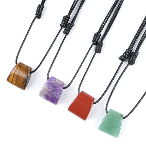 Gemstone Necklace, with Wax Cord, Trapezium & Unisex Approx 33-38 cm 