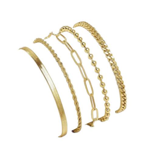 Zinc Alloy Bracelet Set, gold color plated, 5 pieces & for woman Approx 19 cm 
