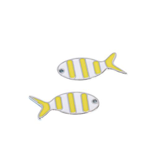 Zinc Alloy Enamel Pendants, Fish, plated, DIY 