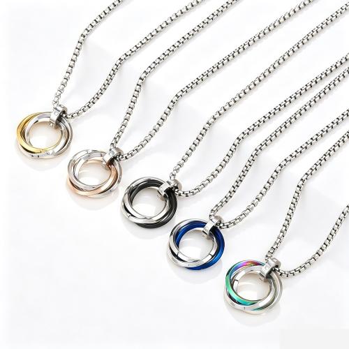 304 Stainless Steel Necklace, Donut, plated, fashion jewelry & Unisex & with rhinestone Approx 60 cm 